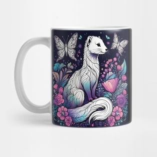 Ferret In Cottage Core and Filigree Style Art Mug